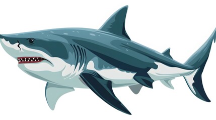 Fototapeta premium shark, fish, animal, sea, vector, ocean, cartoon, isolated, underwater, dolphin, illustration, white, water, fin, blue, predator, nature, marine, swimming, wildlife, art, life, danger, wild, mammal