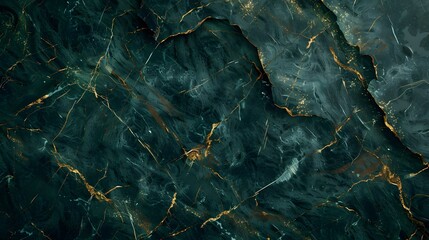 Dark Green Marble Texture with Gold Veins