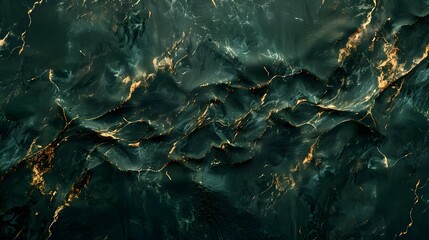 Fototapeta premium Abstract Dark Green Marble Texture with Gold Veins
