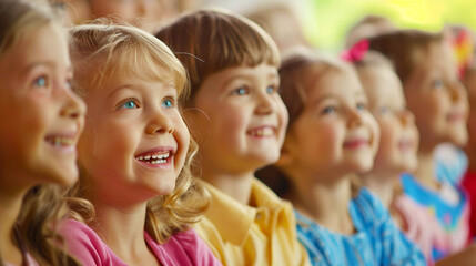 Fototapeta premium Motivated primary school children attending a school class..