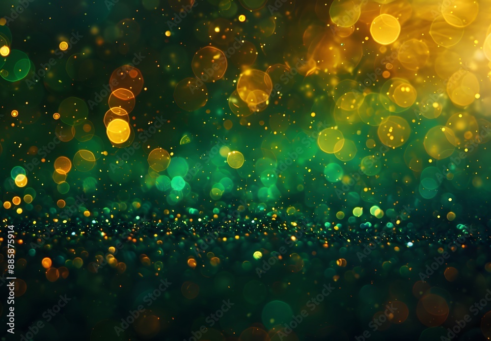 Canvas Prints Abstract Green & Gold Glitter Bokeh Background