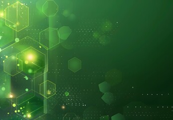 Obraz premium Abstract Green Hexagon Pattern with Glowing Dots