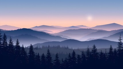 Obraz premium mountain, landscape, sky, sunset, fog, mountains, nature, sunrise, forest, cloud, clouds, hill, morning, mist, sun, view, winter, valley, tree, dawn, snow, hills, travel, peak, light