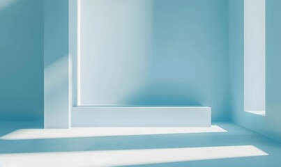 Fototapeta premium Light Blue Studio Background with Platform for Product Presentation