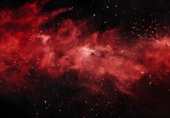 Naklejka premium Abstract Red Powder Explosion on Black Background