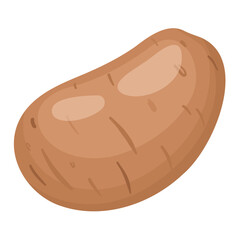 Potatoes in flat vector style. Boiled baked or raw golden yellow potato root in skin, cartoon vector illustration isolated on white background.