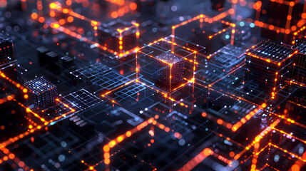Abstract futuristic glowing cubes