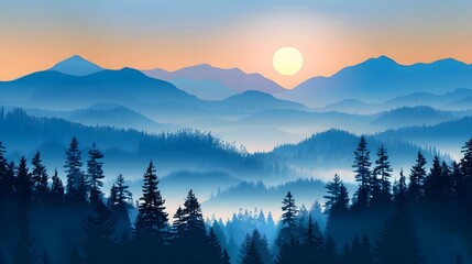 Obraz premium mountain, landscape, sky, sunset, fog, mountains, nature, sunrise, forest, cloud, clouds, hill, morning, mist, sun, view, winter, valley, tree, dawn, snow, hills, travel, peak, light