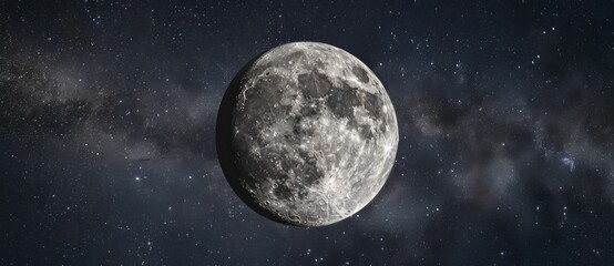 Fototapeta premium Night sky with moon, stars, and celestial objects in background a stunning travel destination for stargazers