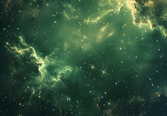 Obraz premium Green Nebula Space Background Cinematic