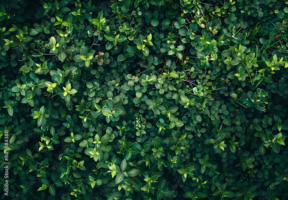 Poster Green Grass Texture Background with Ivy Hedge