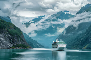 Cruise ship in the fjord.