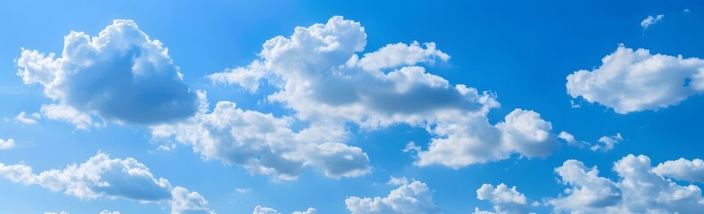 Fototapeta premium Beautiful Blue Sky With White Clouds Panorama