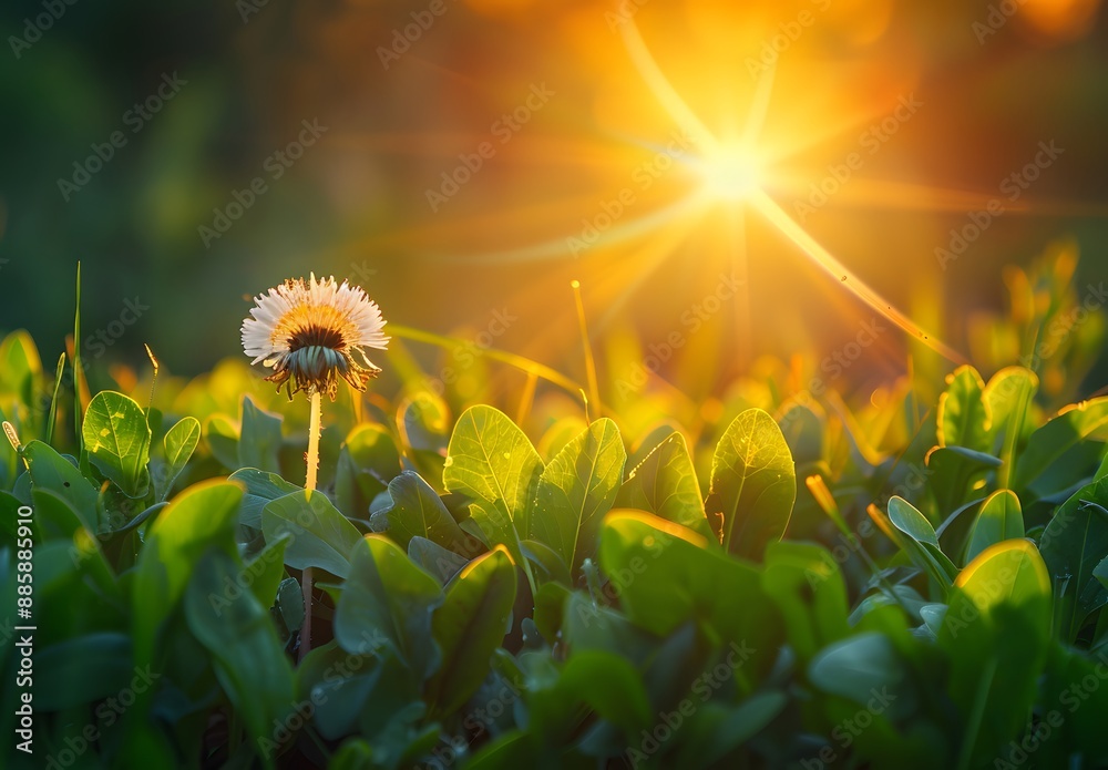 Poster Dandelion Flower Sunset Meadow Landscape