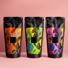 Fototapeta premium hot cocoa packaging design, cacao pods, in the style of modern, fun, colorful