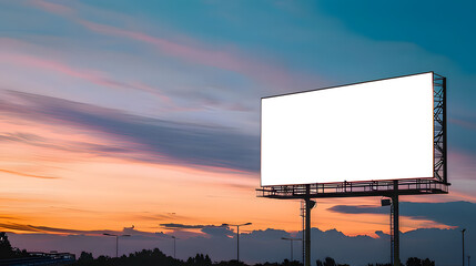 blank billboard on the sunset. Generative AI