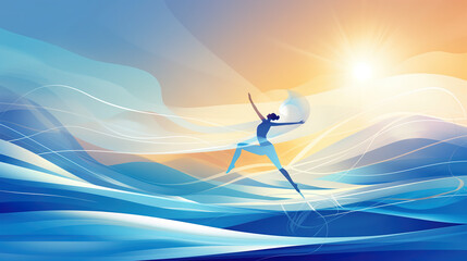 Fototapeta premium A gymnast is in action with abstract background