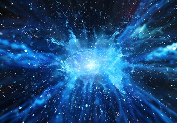 Blue Energy Explosion Quantum Science Illustration