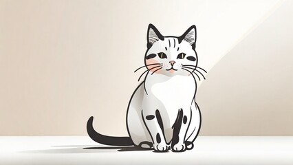 a simple line drawing of a cat sitting with its arms out