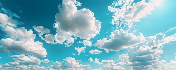 Tranquil Blue Sky With Fluffy Clouds