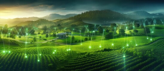 Fototapeta premium Green Technology Landscape with Network