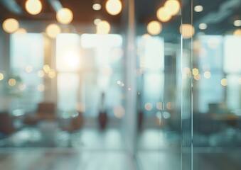 Blurred Modern Office Interior With Glass Windows