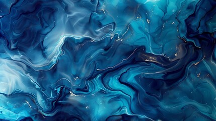 Obraz premium Abstract Blue and Gold Swirling Marble