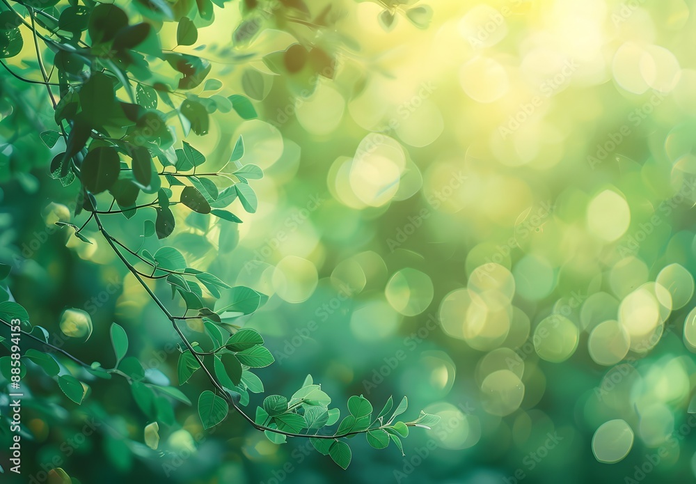Wall mural blurred green nature background with bokeh effect