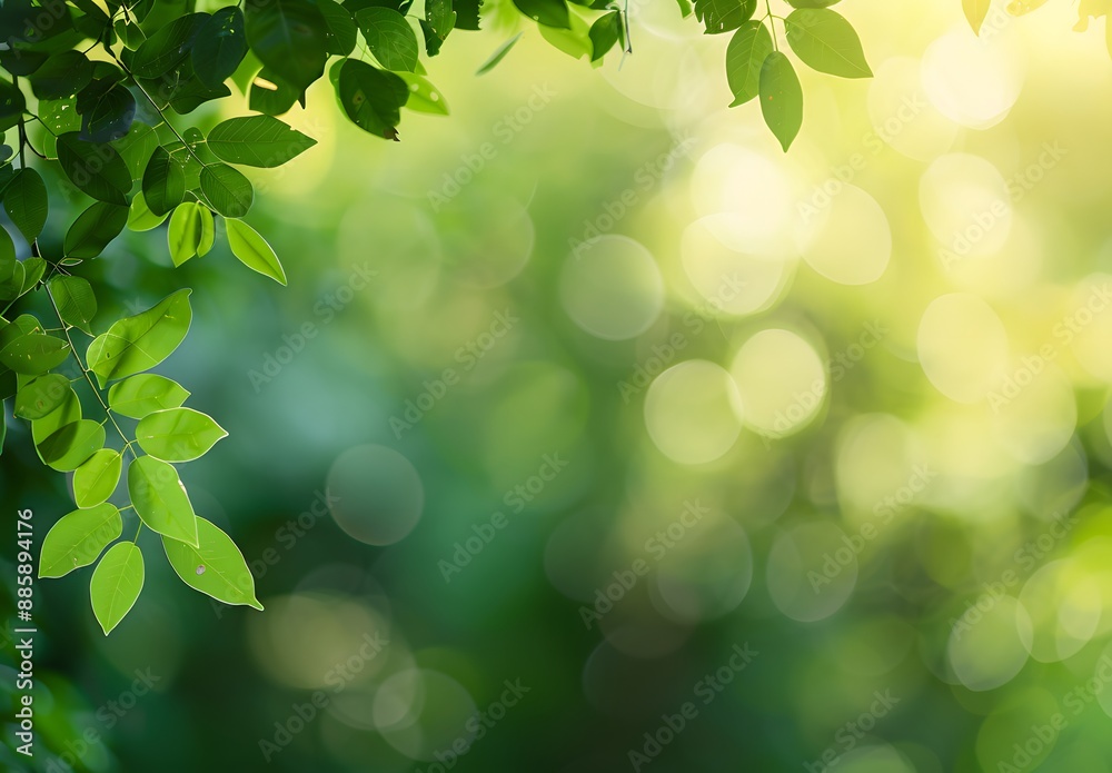Canvas Prints green nature background with bokeh and sunlight