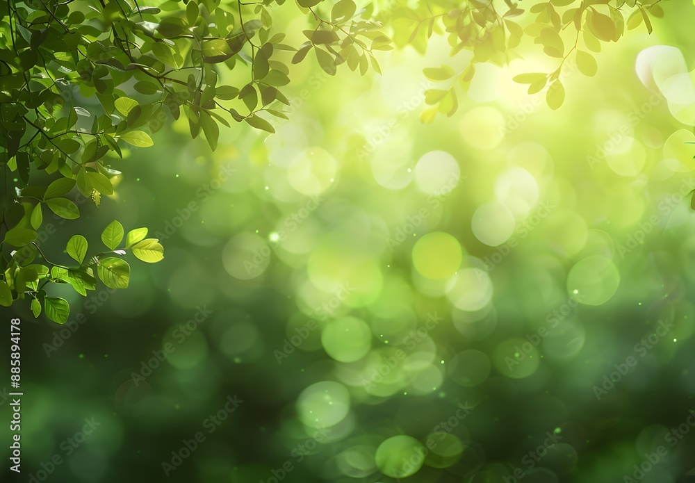 Canvas Prints green bokeh background with sunlight and leaves