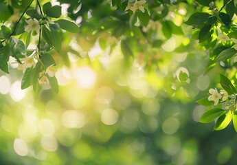 Green Nature Background With Bokeh Lights