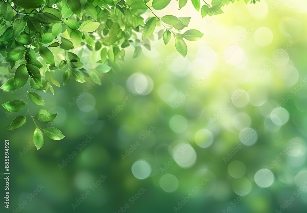 Wall mural abstract green blurred background with space for text