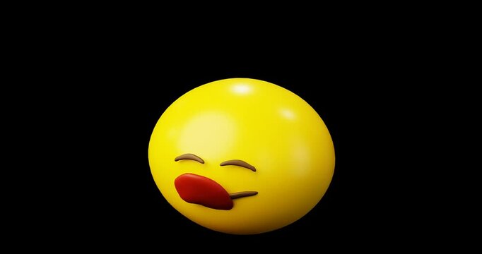 3d emoticon yummy face emoji or yellow ball emoticon Looping Animation