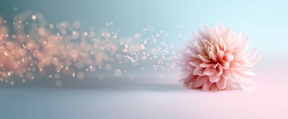 Dynamic flower-themed abstract design, naturally lit, free copy space