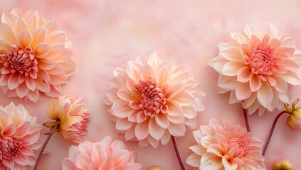 Elegant pink dahlia flowers in full bloom, creating a soft, dreamy background perfect for spring or wedding-themed designs.