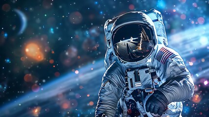 Astronaut in Space with Bokeh Background