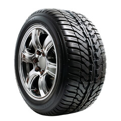 Obraz premium Shiny Car Tire and Alloy Wheel