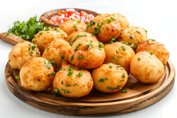 Fototapeta premium Board and plate of tasty Batti with on white background.