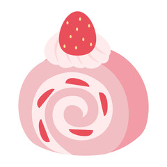vector illustration of a piece of strawberry swiss roll cake on white for banners, cards, flyers, social media wallpapers, etc.