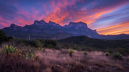 Obraz premium Desert sunset with mountain