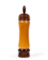 Wooden lacquered spice container on a white background. Spice container with lid isolated on white background.