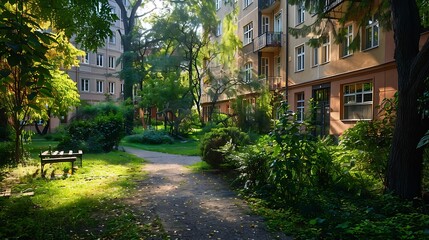 Fototapeta premium A Peaceful Courtyard in the City