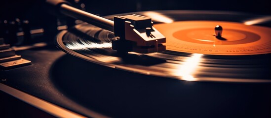 Close Up of a Rotating Vinyl Record