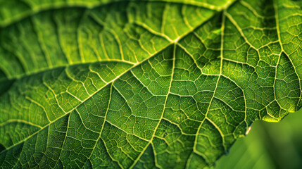 Fototapeta premium Crystal-clear water droplets glisten on a vibrant green leaf