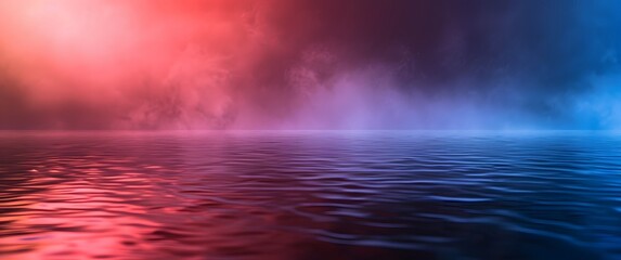 Fototapeta premium Neon Lights Reflecting on Water Surface