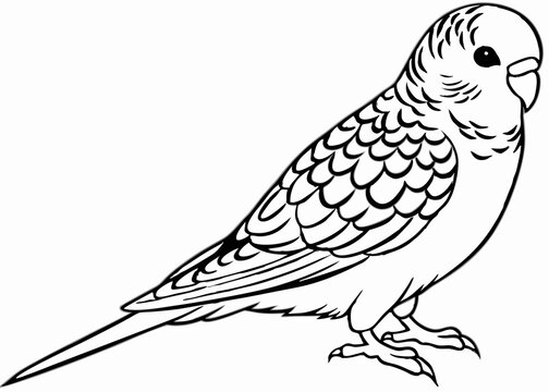 recommend clip art: Line art of Budgerigar vector 