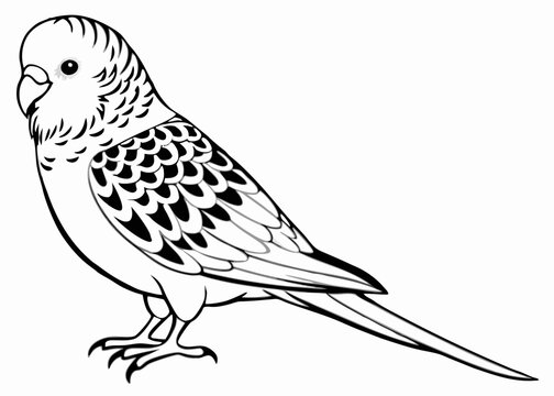 recommend clip art: Line art of Budgerigar vector 