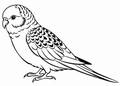 recommend clip art: Line art of Budgerigar vector 