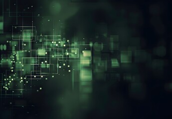Fototapeta premium Abstract Green Glitch Background with Squares