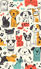 Obraz premium cartoon 2d illustrator doodle pattern, cute pattern in graphic seamless pattern